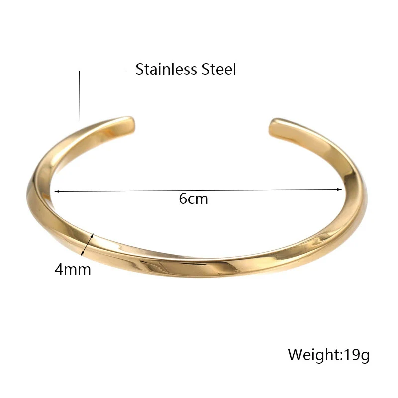 Wholesale Watch Accessories Stainless Steel Geometric Cshaped Open Bracelet For Couples - Image 3