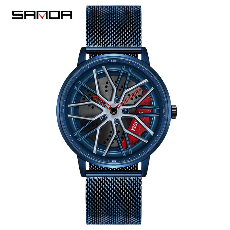 Wholesale Wheel Casual Men's Alloy Belt Quartz Watch With Round Dial And Stainless Steel Clasp - Image 9