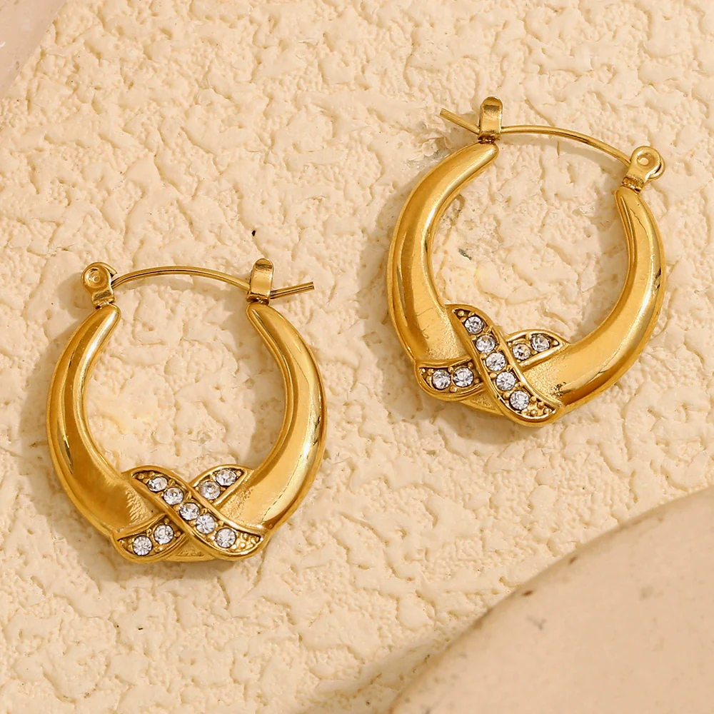 Wholesale Women's 18K Gold Electroplated Stainless Steel Geometric Earrings - Image 3