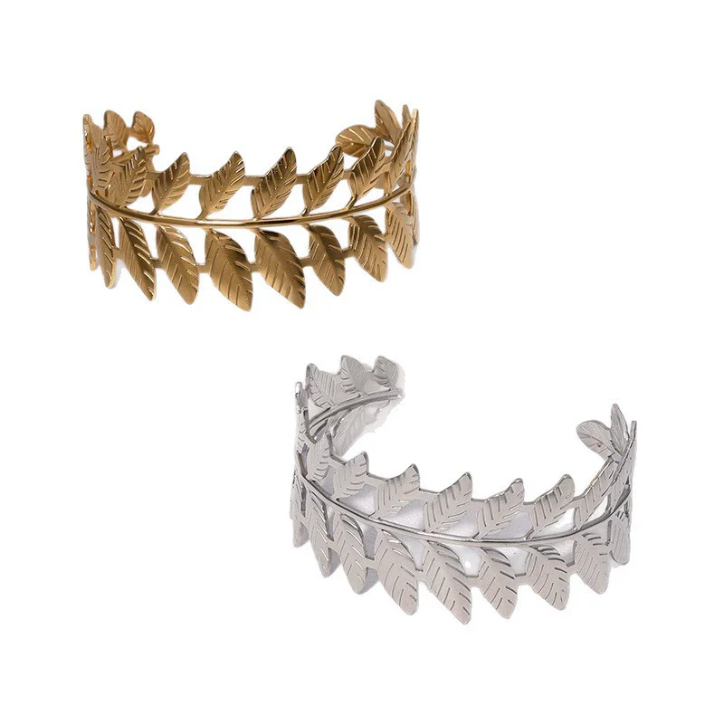 Wholesale Women's 18K Gold Electroplated Stainless Steel Leaf Bracelet Fashionable And Exquisite - Image 5