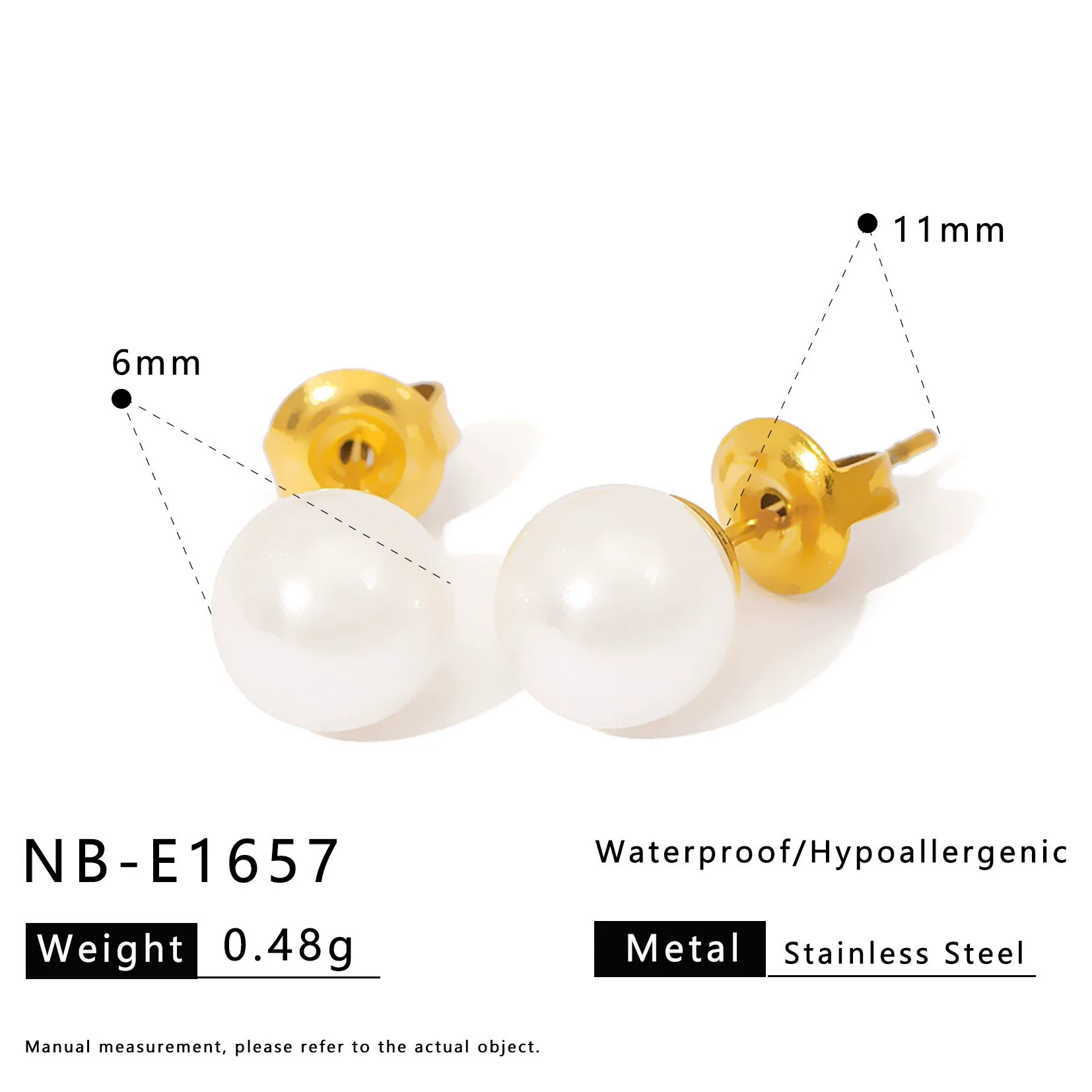 Wholesale Women's 18K Goldplated Stainless Steel Pearl Earrings With Vacuum Plating 18K In Furnace Ins Style Minimalist Design - Image 8