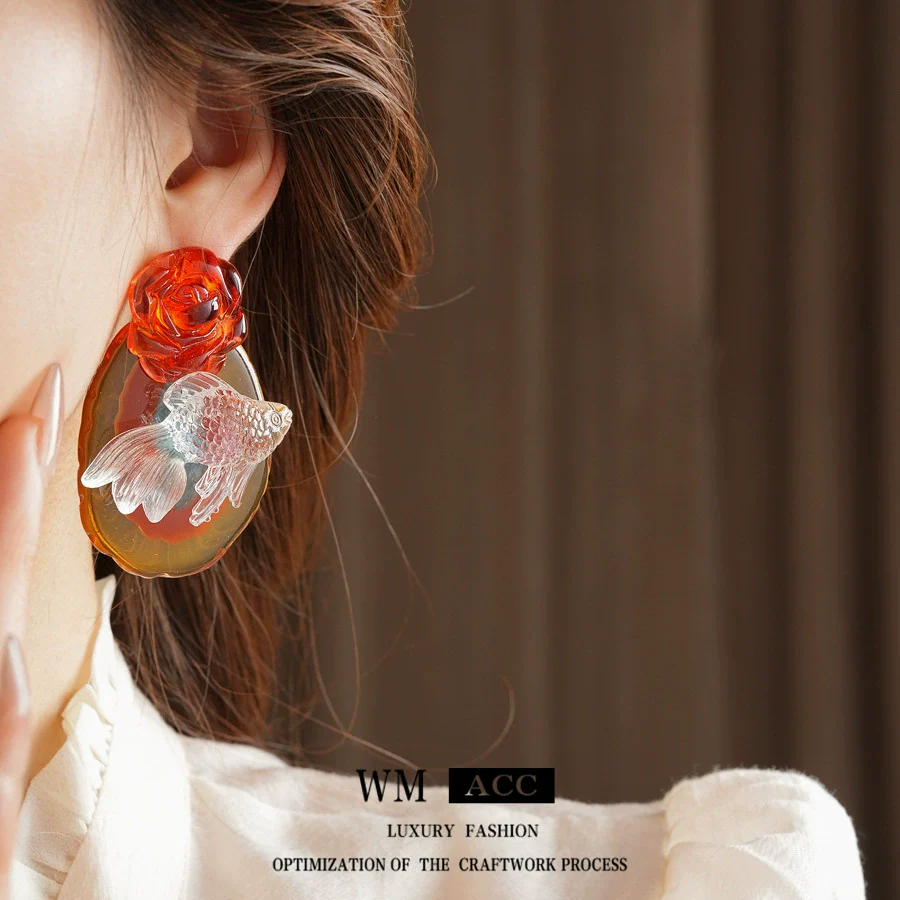 Wholesale Women's 225 Silver Needle Plastic Resin Animal Zodiac Purely Handmade Exaggerated Highend Earrings - Image 4