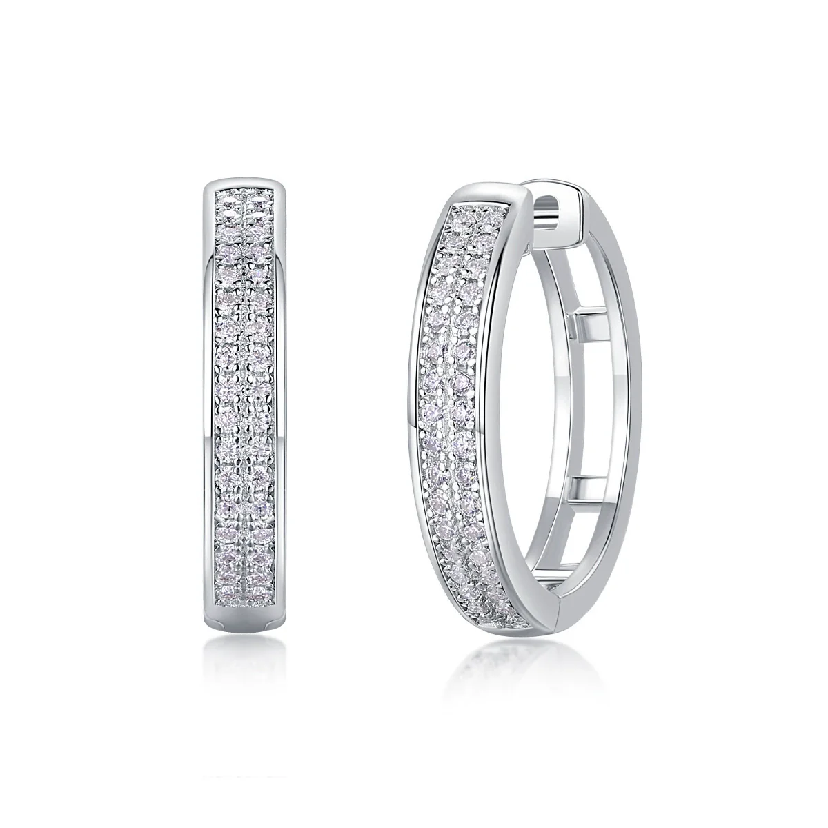 Wholesale Women's 925 Silver Geometric Firefly Light Earrings Set With Diamonds - Image 3