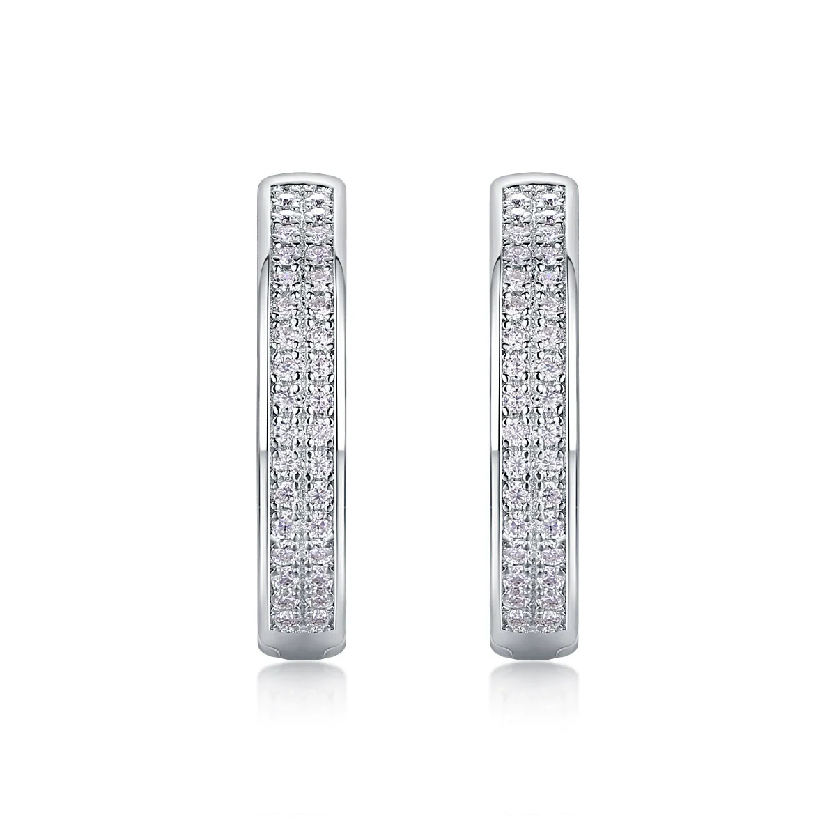 Wholesale Women's 925 Silver Geometric Firefly Light Earrings Set With Diamonds - Image 4