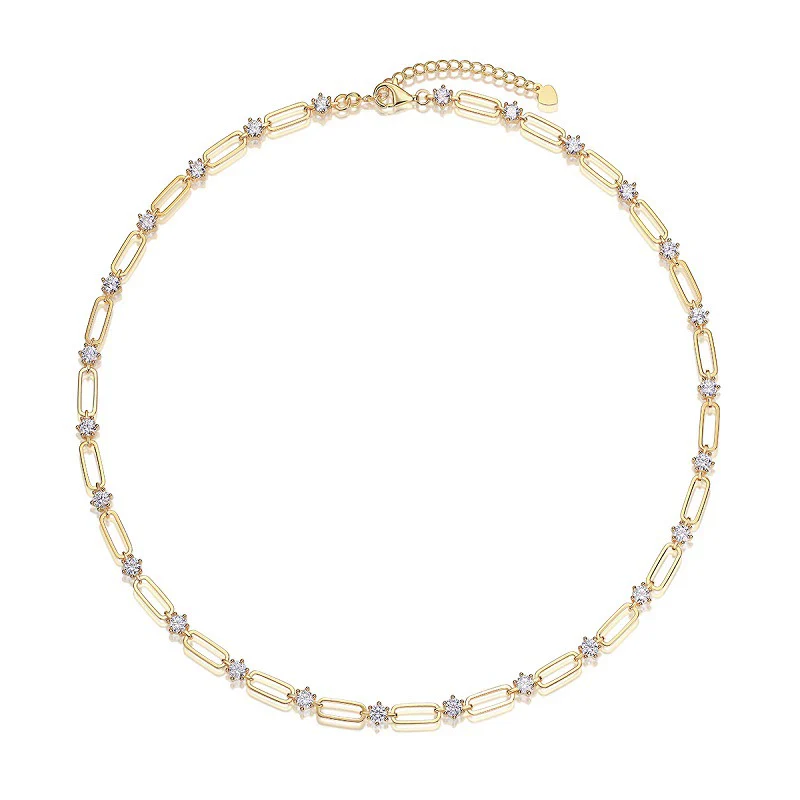 Wholesale Women's 925 Silver Geometric Inlay Moissanite Necklace