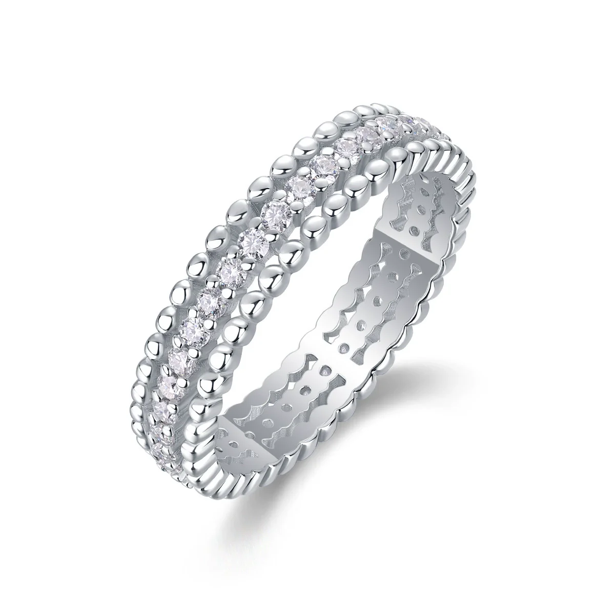 Wholesale Women's 925 Silver Geometric Style Ring Set With Diamonds - Image 4