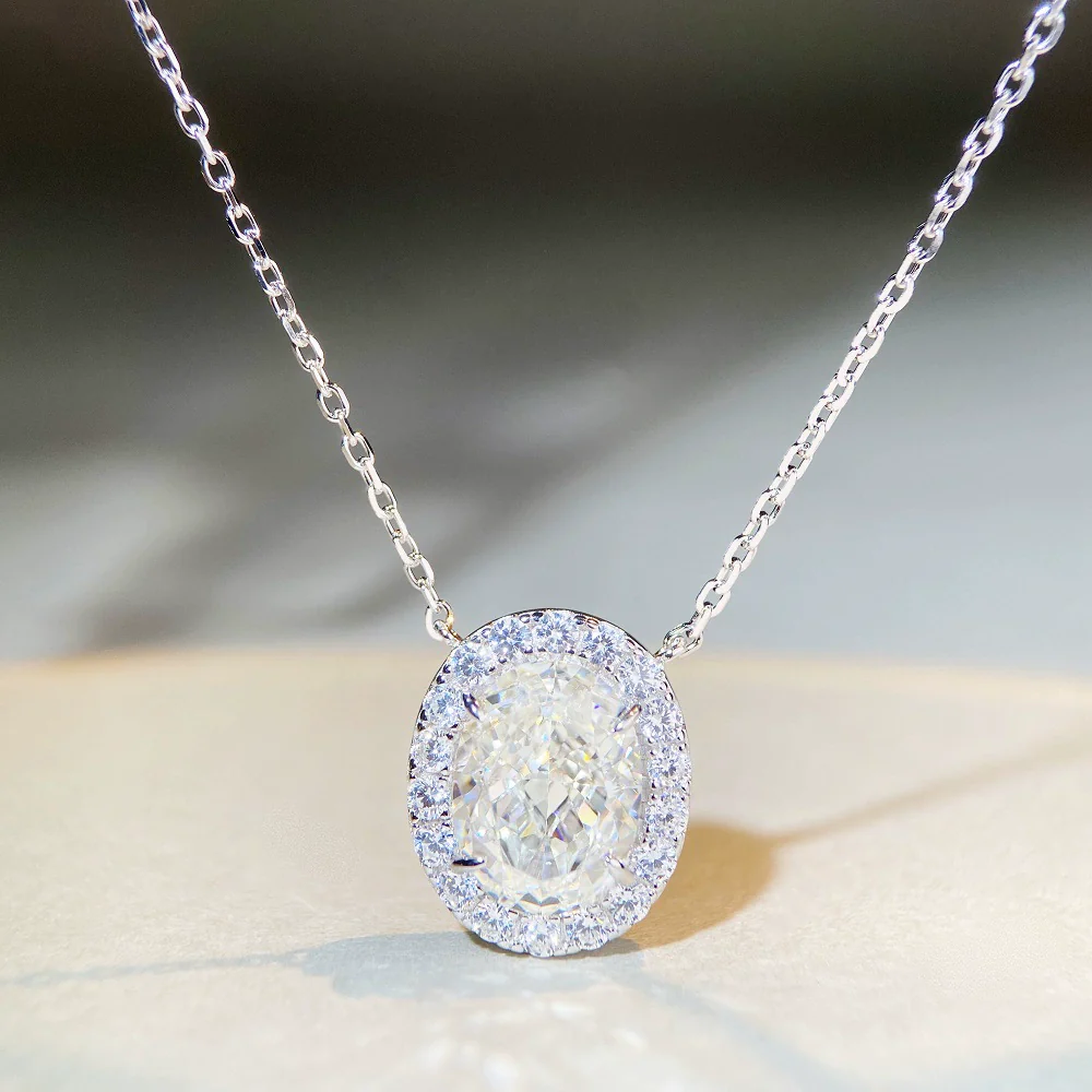 Wholesale Women's 925 Silver Pigeon Egg Shaped Clavicle Chain With Geometric Pattern And Electroplating Treatment - Image 4