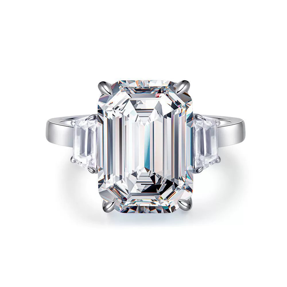 Wholesale Women's 925 Silver Ring With Emerald Cut Pink Diamond Zircon Geometric Style And Electroplating Treatment - Image 5
