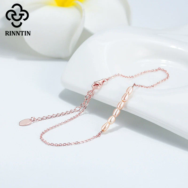 Wholesale Women's 925 Sterling Silver Anklet With Natural Millet Beads And Fresh Water Pearl In Geometric Style - Image 2