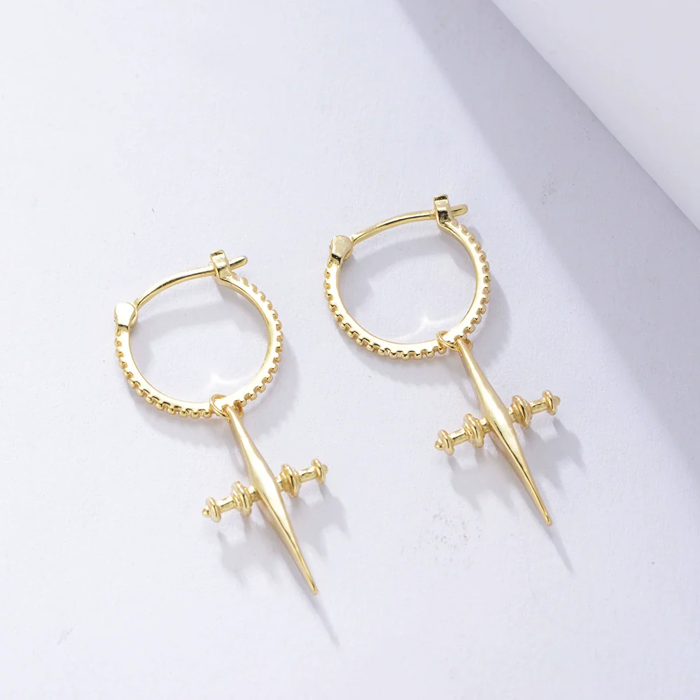 Wholesale Women's 925 Sterling Silver Geometric Cross Earrings With Electroplating - Image 6