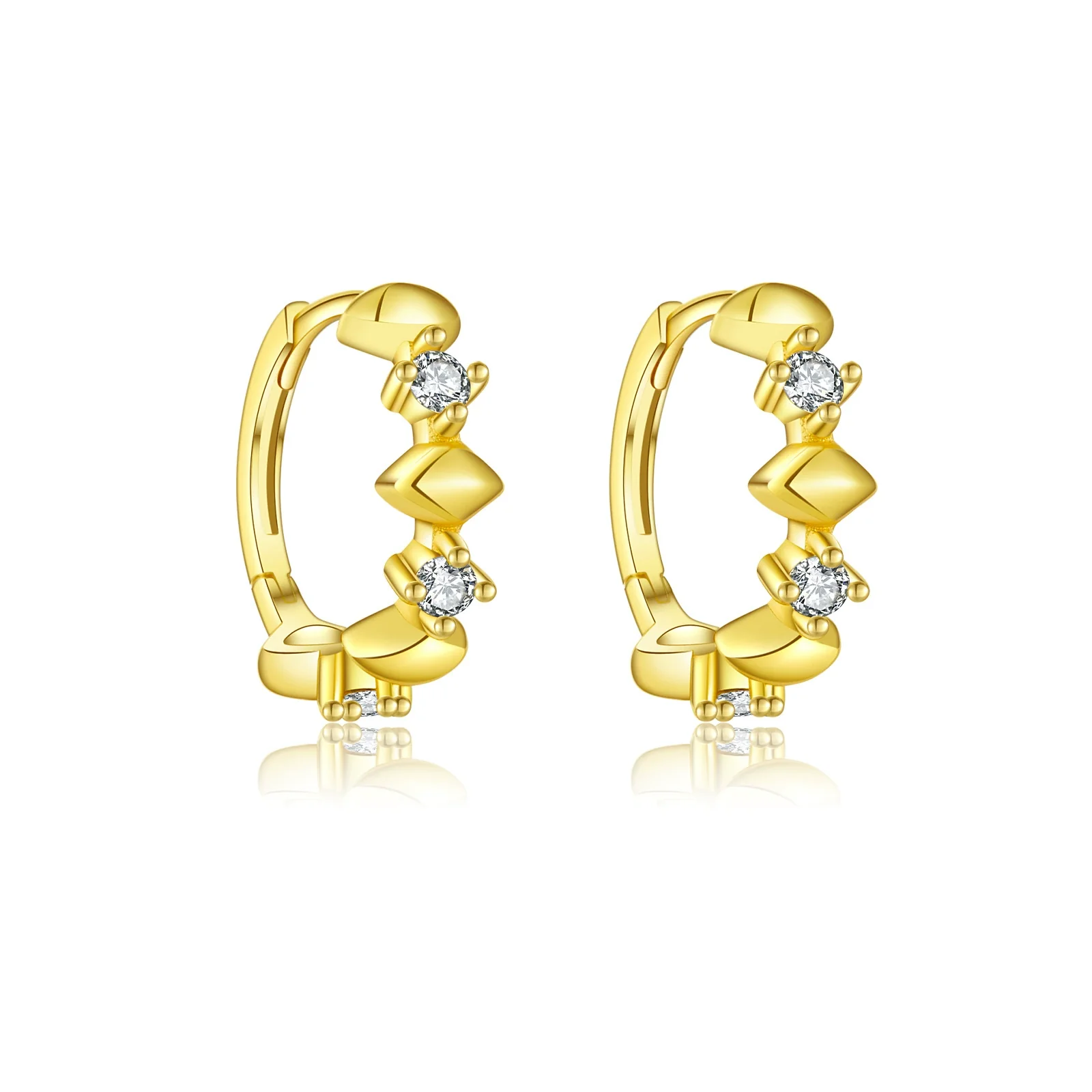 Wholesale Women's 925 Sterling Silver Geometric Design Earrings With Platinum And 18K Gold Electroplating - Image 9