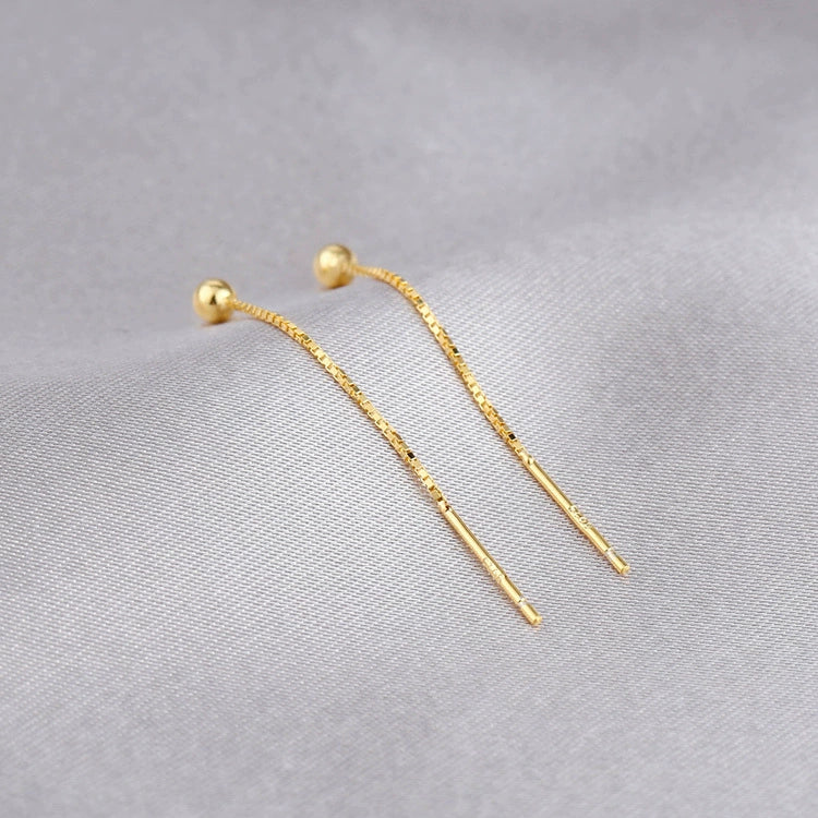 Wholesale Women's 925 Sterling Silver Geometric Drop Shape Mini Bean Tassel Short Ear Chain Earrings - Image 3