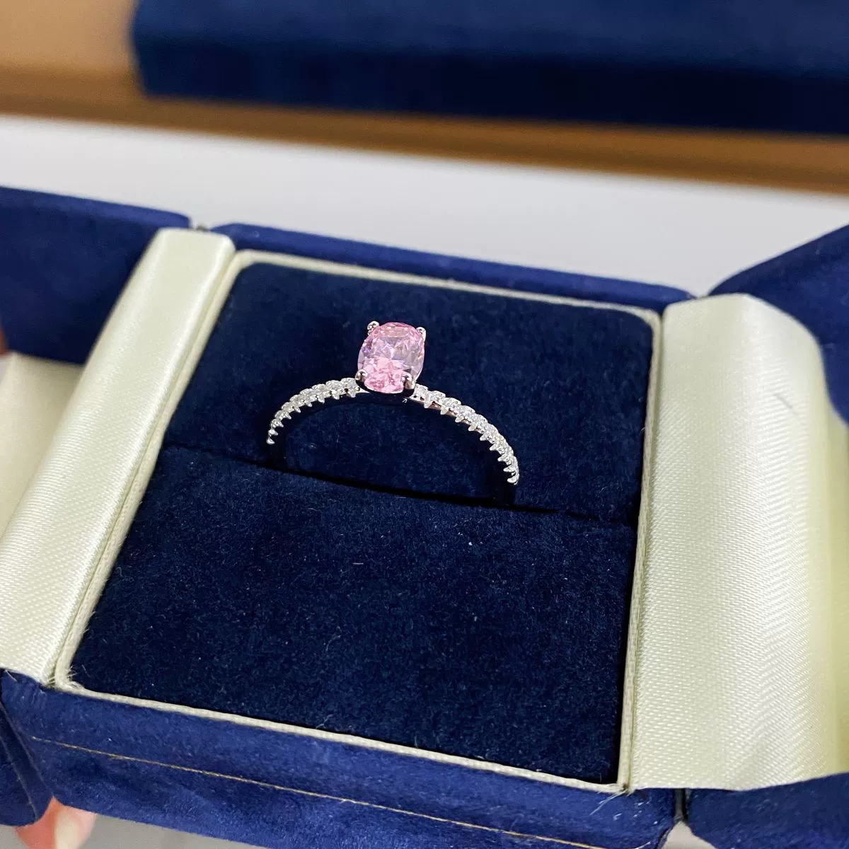 Wholesale Women's 925 Sterling Silver Geometric Pigeon Egg Ring With Pink Diamond Electroplated - Image 2