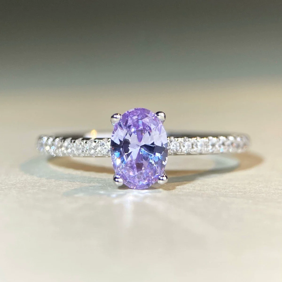 Wholesale Women's 925 Sterling Silver Geometric Pigeon Egg Ring With Pink Diamond Electroplated - Image 9