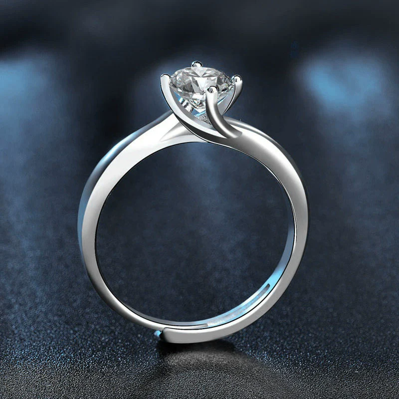 Wholesale Women's 925 Sterling Silver Geometric Twisted Arm Moissanite Ring With Electroplating - Image 2