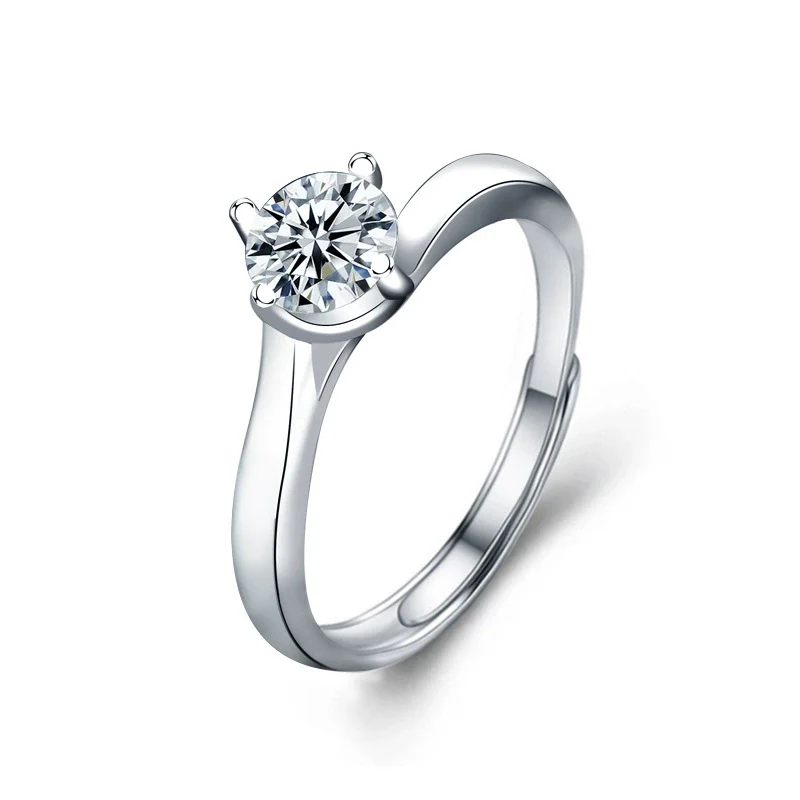 Wholesale Women's 925 Sterling Silver Geometric Twisted Arm Moissanite Ring With Electroplating - Image 3