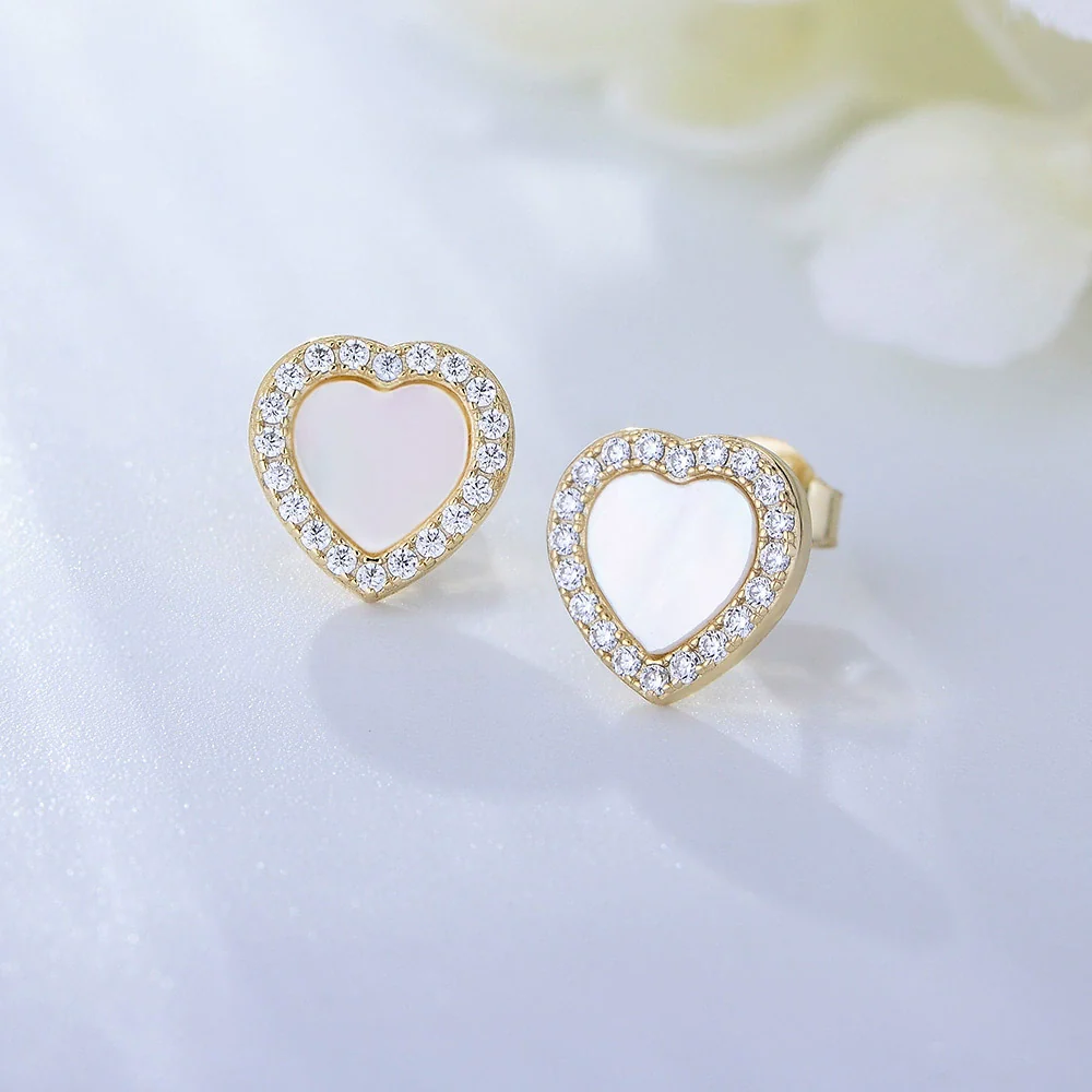Wholesale Women's 925 Sterling Silver Heartshaped Stud Earrings With Diamond Design - Image 6