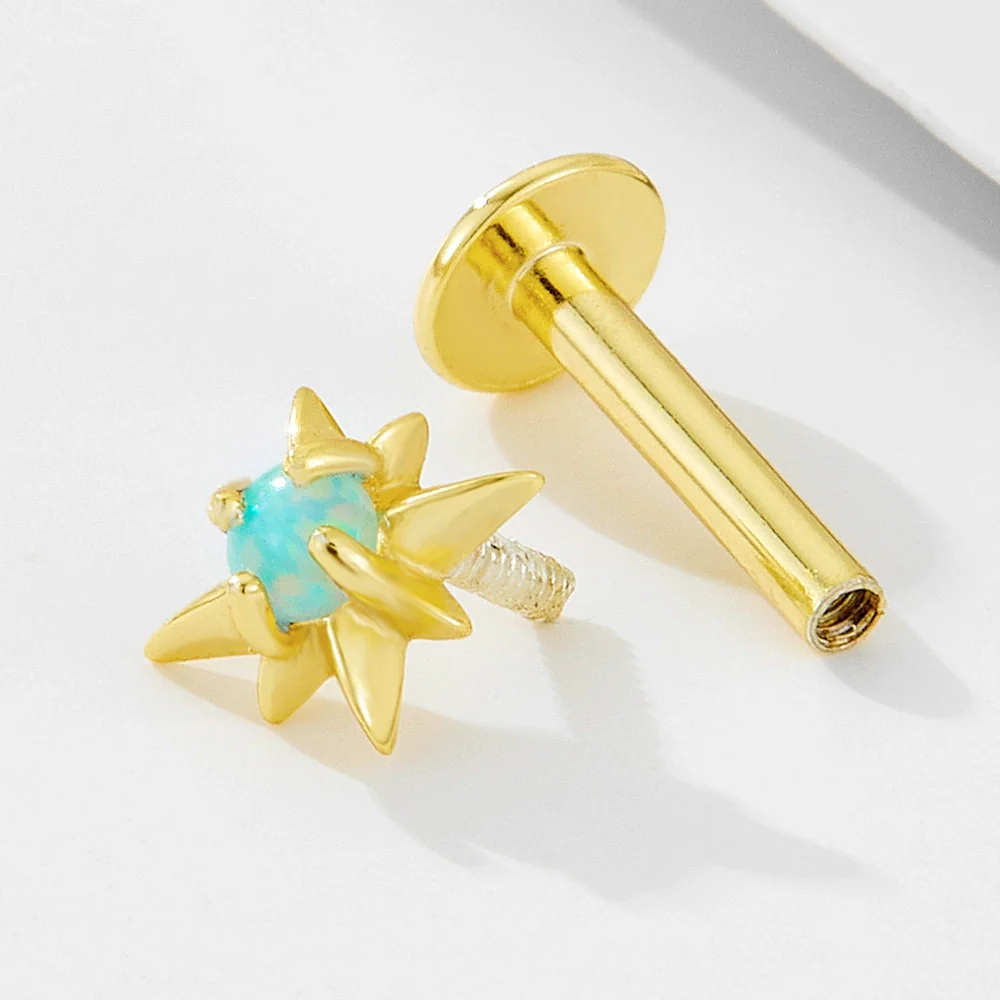 Wholesale Women's 925 Sterling Silver Inlaid Opal Star Cartilage Piercing Earrings - Image 3