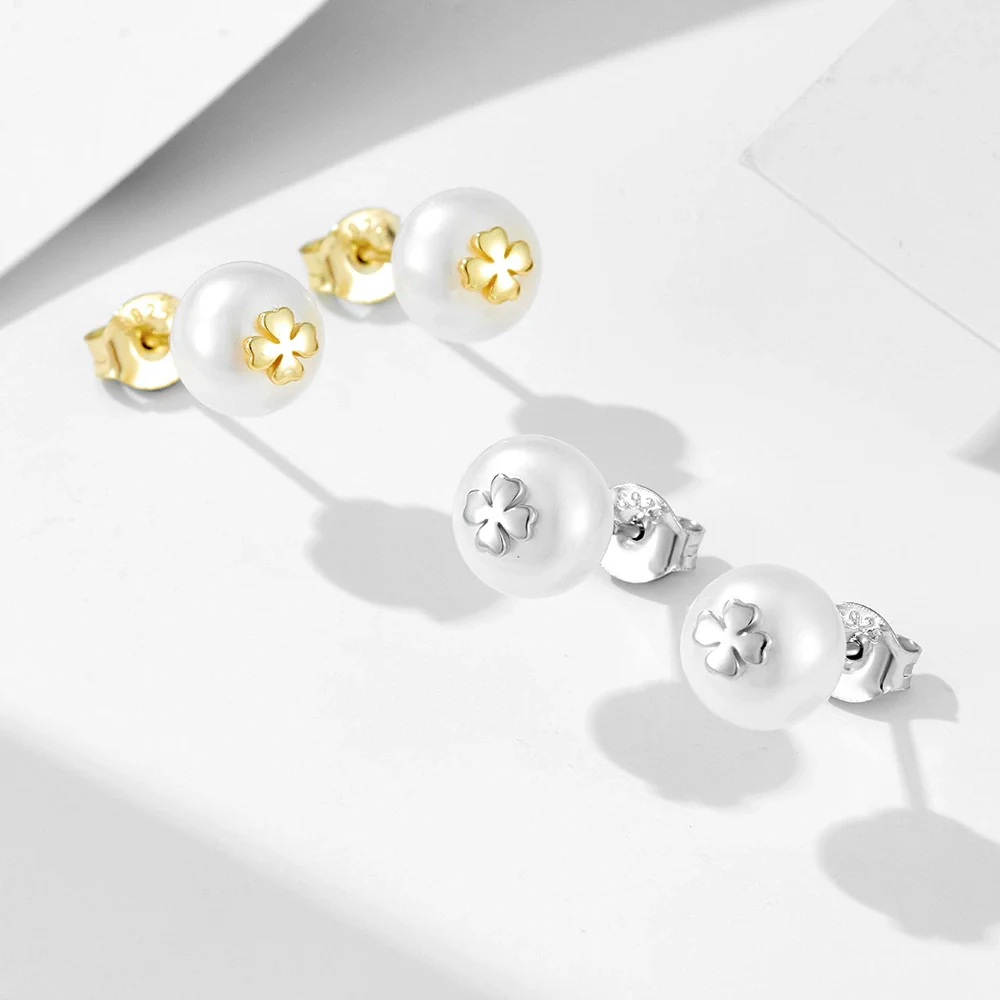 Wholesale Women's 925 Sterling Silver Inlaid With Pearls Fourleaf Clover And Flower Earrings - Image 3