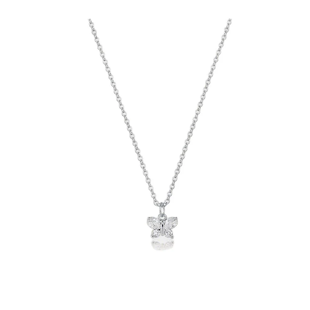 Wholesale Women's 925 Sterling Silver Necklace With Zircon Bow Pendant Sweet Style - Image 5