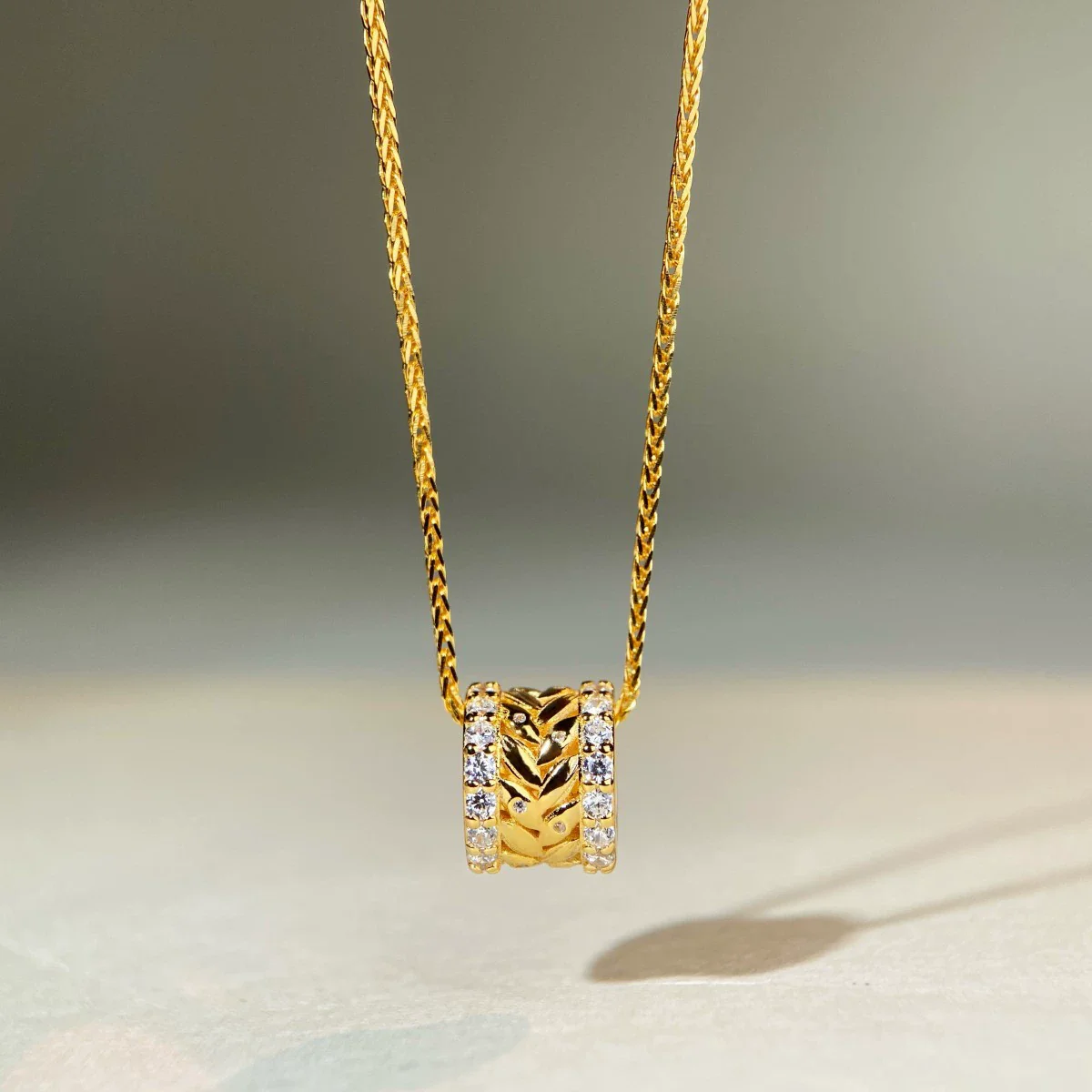 Wholesale Women's 925 Sterling Silver Wheat Ear Geometric Pendant Necklace With Electroplating And Ochain - Image 3