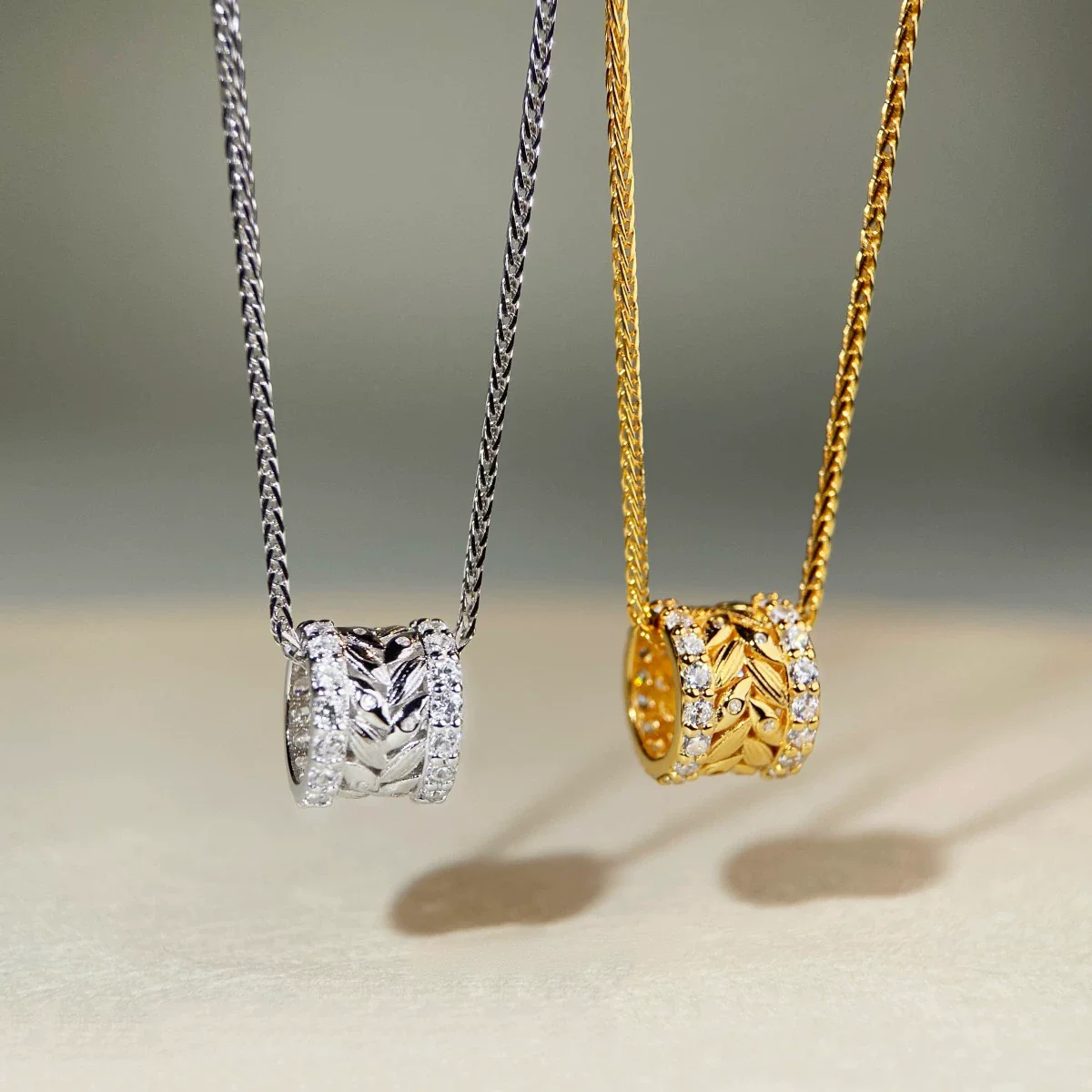 Wholesale Women's 925 Sterling Silver Wheat Ear Geometric Pendant Necklace With Electroplating And Ochain - Image 5