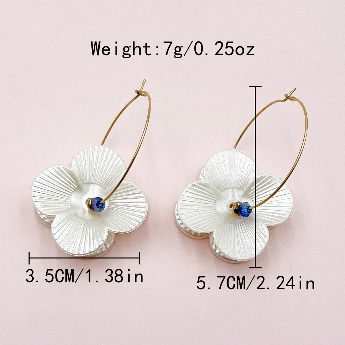 Wholesale Women's Acrylic Flower Stainless Steel Hoop Earrings With Four Leaf Clover And Five Petal Flower Design 18K Gold Plated - Image 4