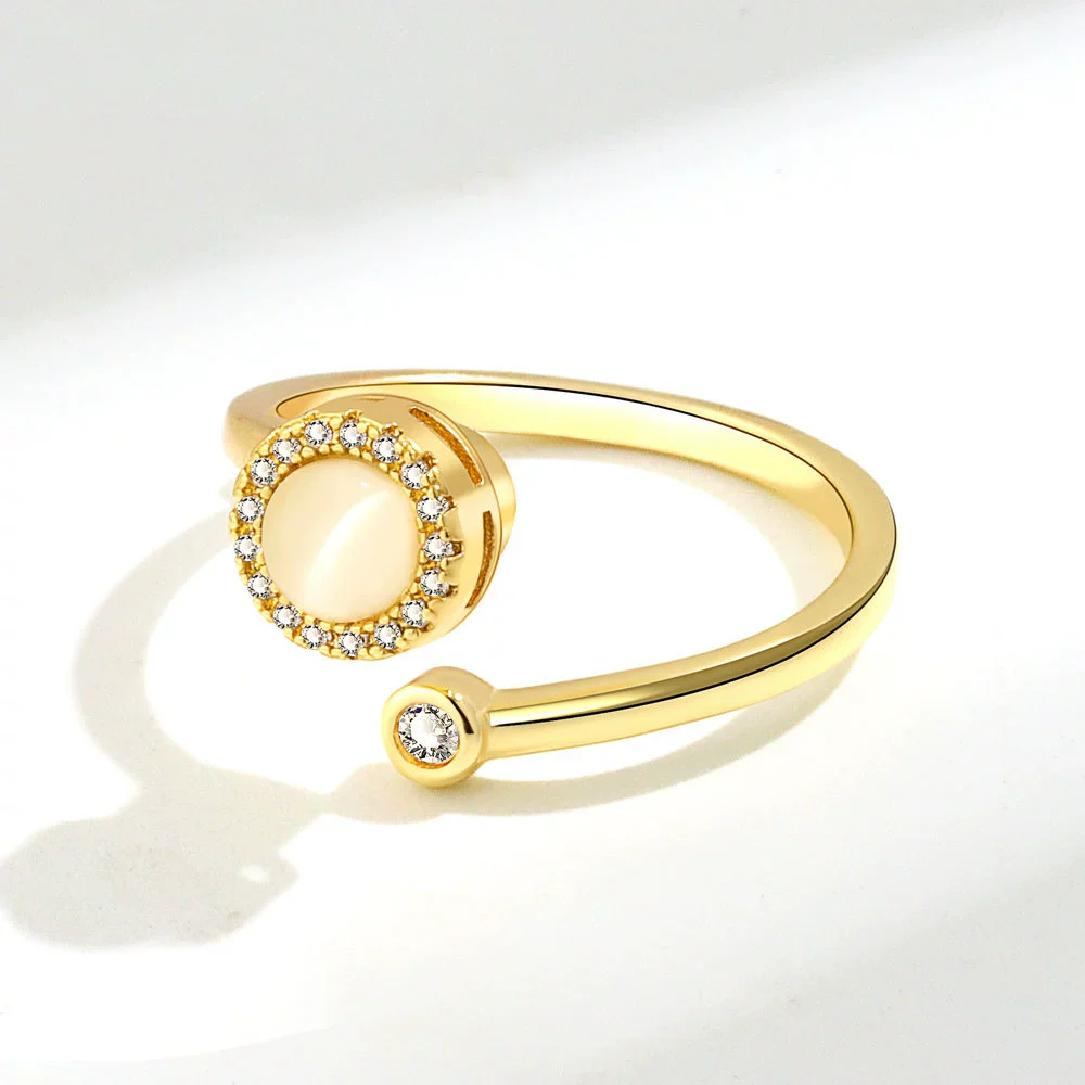 Wholesale Women's Adjustable Opening Cat's Eye Stone Rotating Ring Copper Minimalist Geometric Electroplated - Image 4