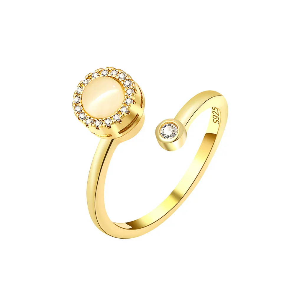 Wholesale Women's Adjustable Opening Cat's Eye Stone Rotating Ring Copper Minimalist Geometric Electroplated - Image 5