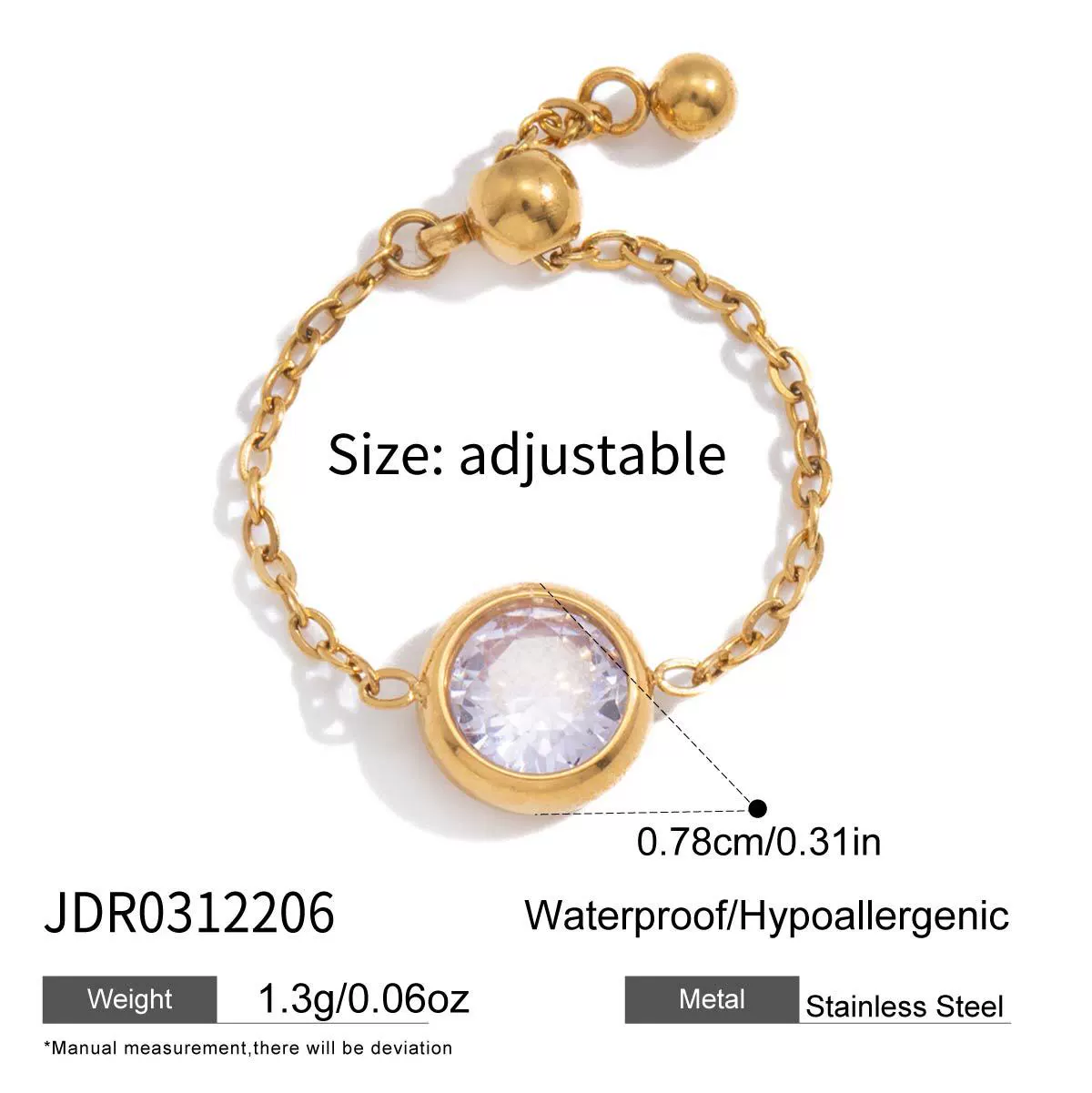 Wholesale Women's Adjustable Pullout Geometric Stainless Steel Ring With Vacuum Real Gold Plating - Image 10