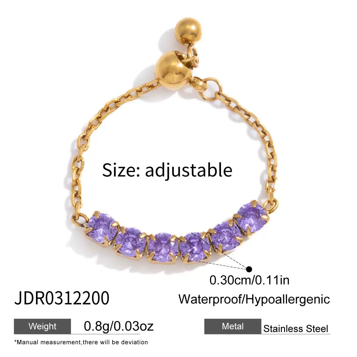 Wholesale Women's Adjustable Pullout Geometric Stainless Steel Ring With Vacuum Real Gold Plating - Image 6