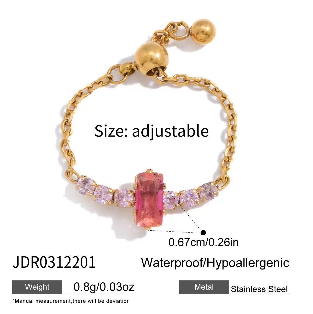 Wholesale Women's Adjustable Pullout Geometric Stainless Steel Ring With Vacuum Real Gold Plating - Image 7