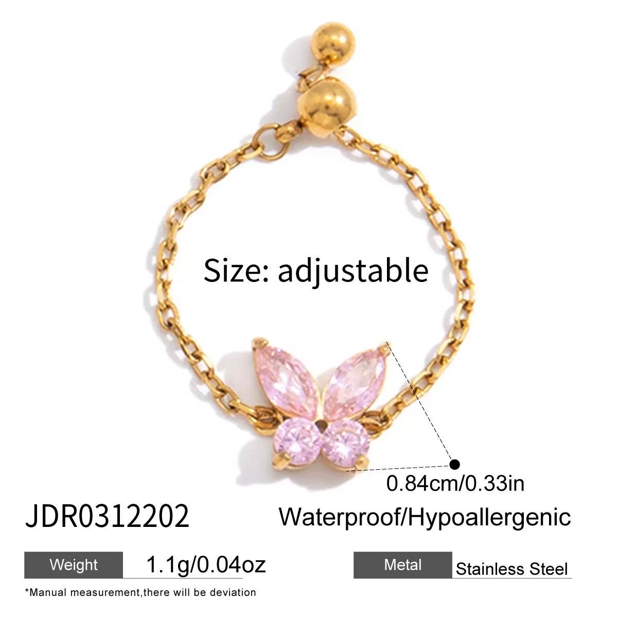 Wholesale Women's Adjustable Pullout Geometric Stainless Steel Ring With Vacuum Real Gold Plating - Image 8