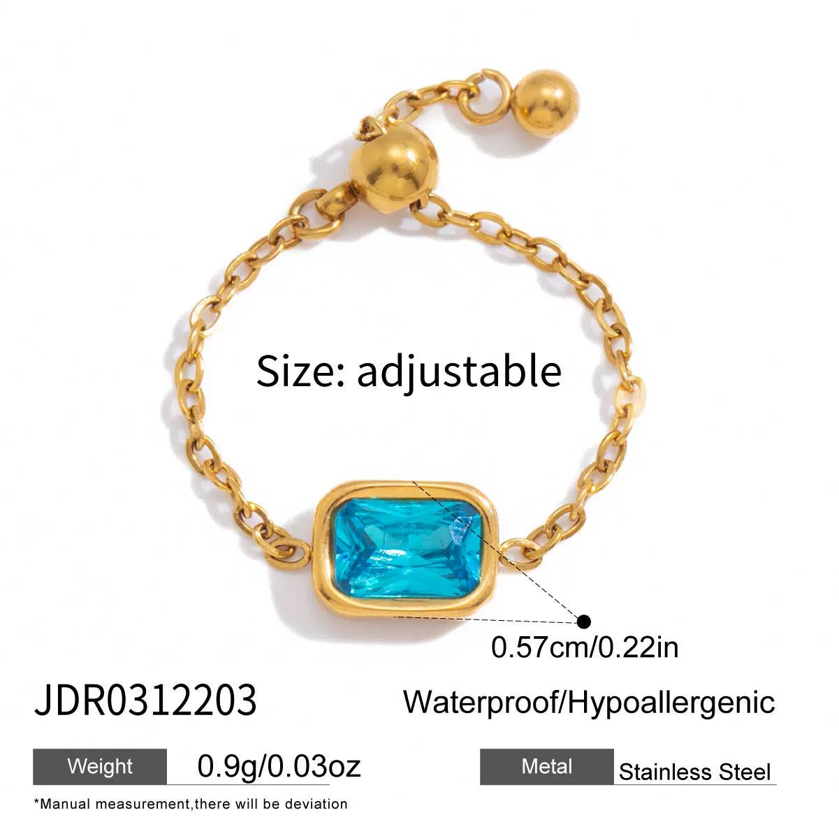 Wholesale Women's Adjustable Pullout Geometric Stainless Steel Ring With Vacuum Real Gold Plating - Image 9