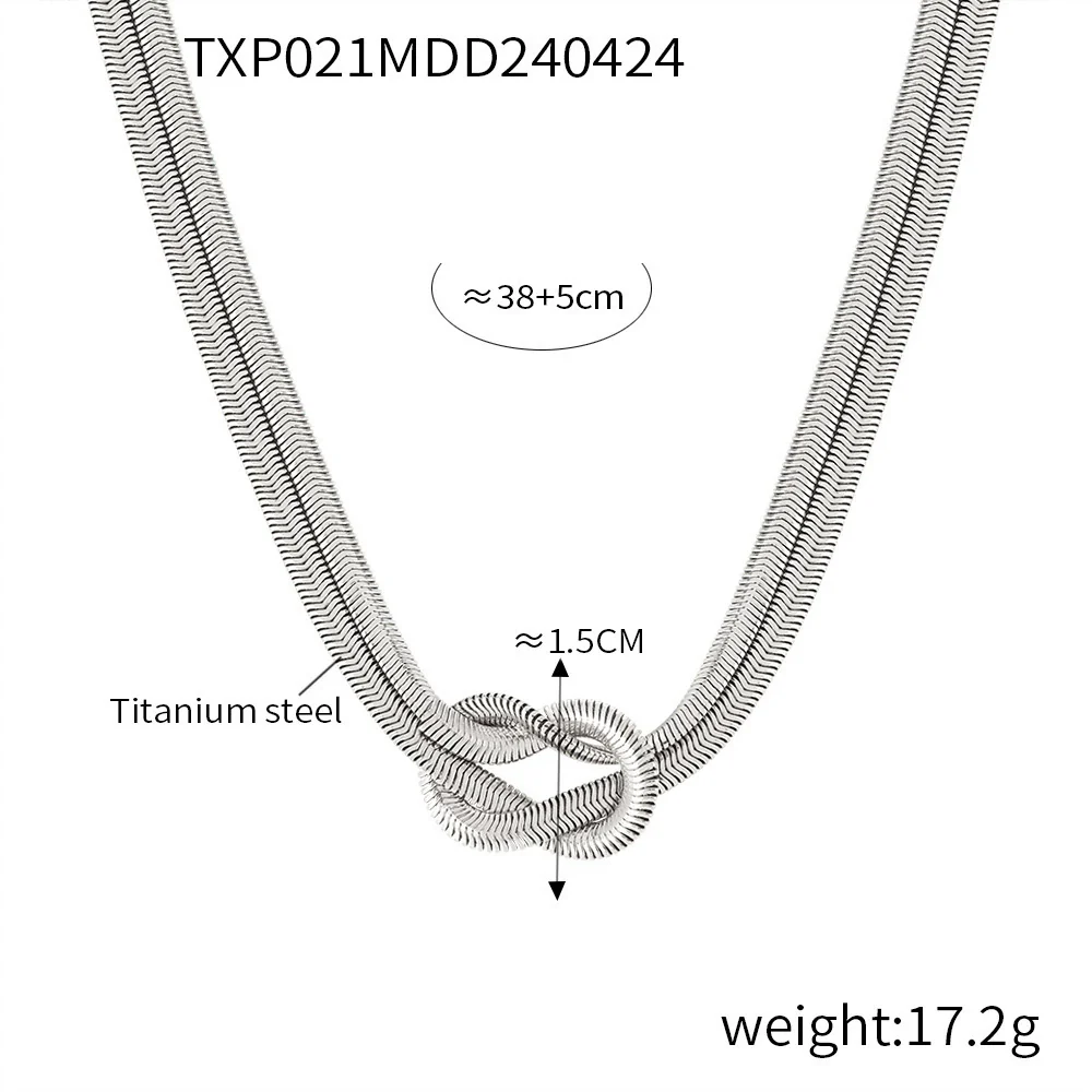 Wholesale Women's Allmatch Snake Bone Chain Jewelry Suit With Weaving Knot Design Goldplated Titanium Steel - Image 8