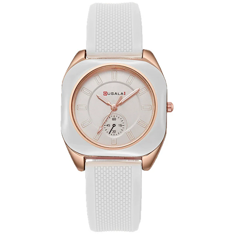 Wholesale Women's Alloy And Silicone Square Dial Quartz Watches With Spiral Crown And Pin Buckle - Image 5
