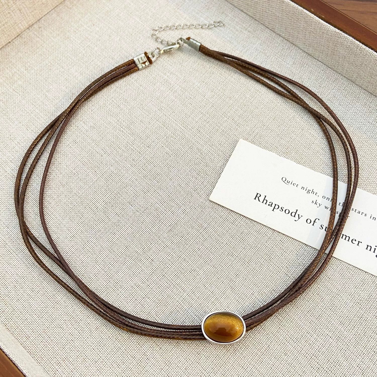 Wholesale Women's Alloy And Tiger Eye Stone Geometric Style Electroplated Regular Chain Necklace - Image 24