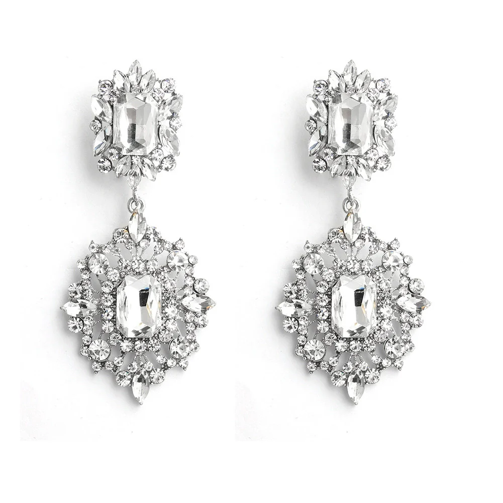 Wholesale Women's Alloy Diamond Drop Shape Creative Exaggerated Personality Earrings - Image 5