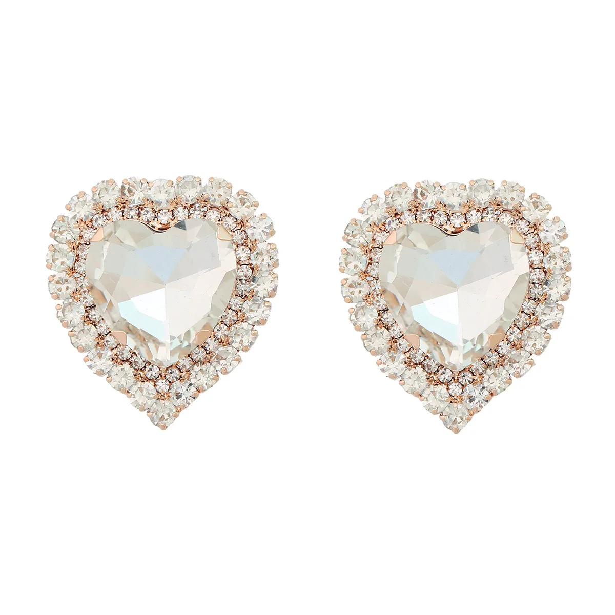 Wholesale Women's Alloy Diamond Heart Earrings - Image 5