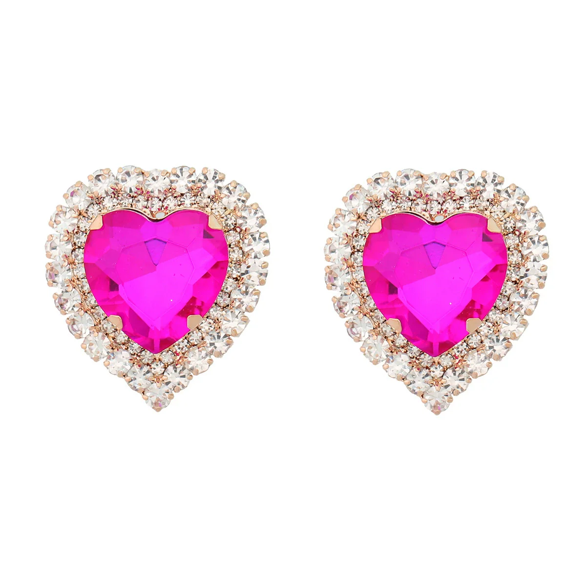Wholesale Women's Alloy Diamond Heart Earrings - Image 7