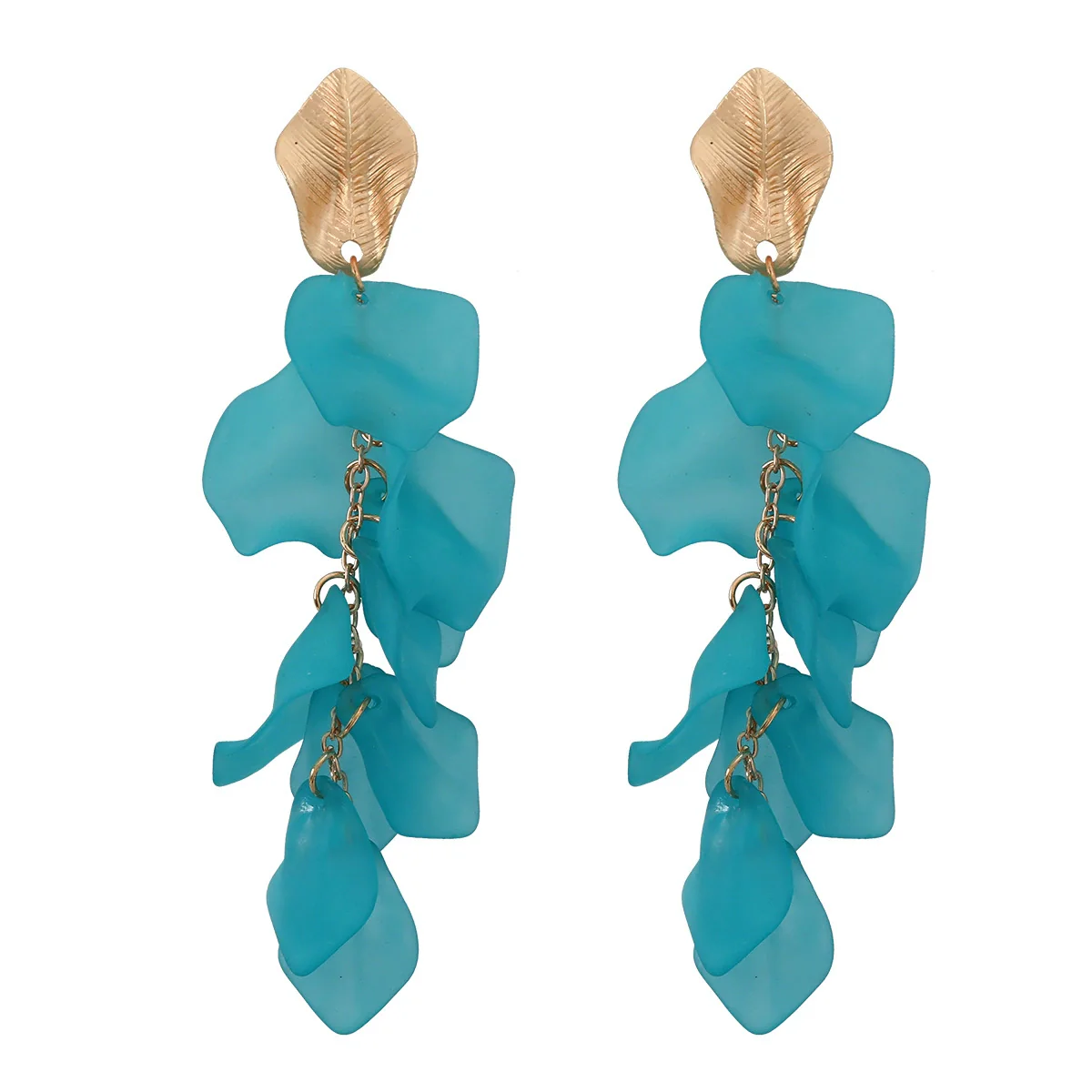 Wholesale Women's Alloy Flower Earrings With Electroplating And Multi Layer Resin Petal Design - Image 7