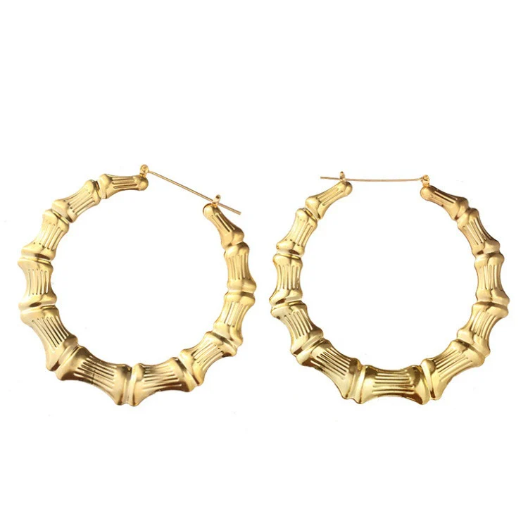 Wholesale Women's Alloy Geometric Exaggerated Golden Circle Hip Hop Street Dance Electroplated Earrings - Image 10