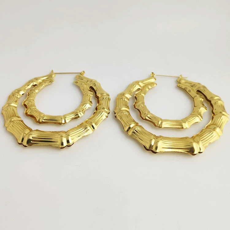 Wholesale Women's Alloy Geometric Exaggerated Golden Circle Hip Hop Street Dance Electroplated Earrings - Image 4