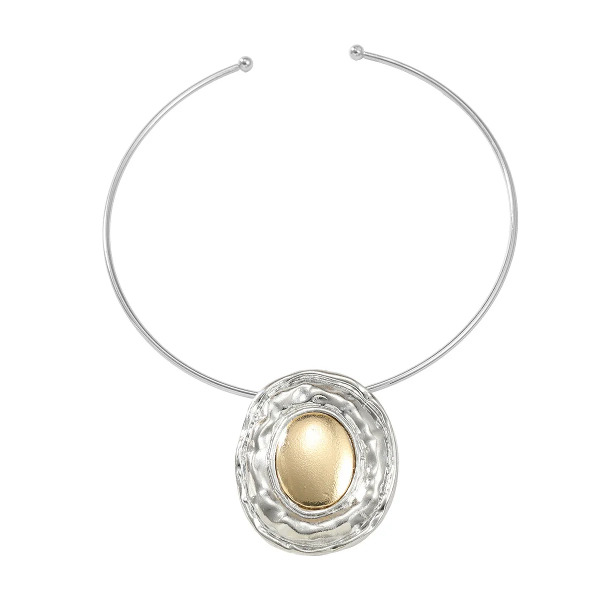 Wholesale Women's Alloy Geometric Oval Pendant Necklace With Snake Bone Chain And Electroplating Treatment - Image 6