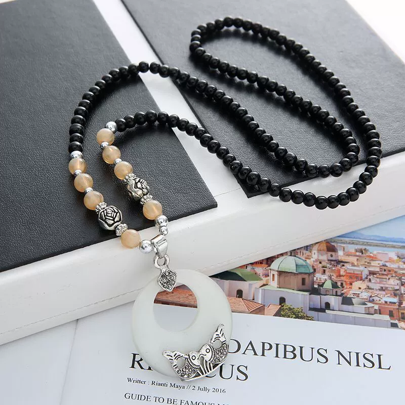 Wholesale Women's Alloy Necklace With Goldplated Artificial Gemstones And Semiprecious Stones Drop Shape Pendant For Autumn And Winter Electroplated Design - Image 3