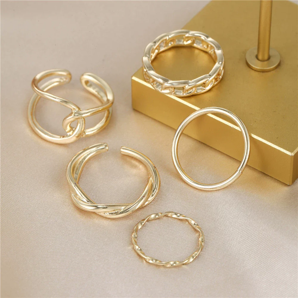 Wholesale Women's Alloy Open Ring Set With Geometric Design And Electroplating Treatment - Image 4