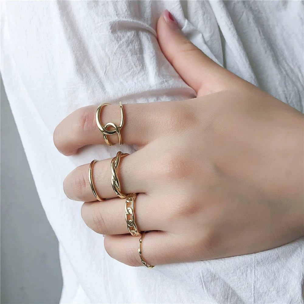 Wholesale Women's Alloy Open Ring Set With Geometric Design And Electroplating Treatment - Image 6