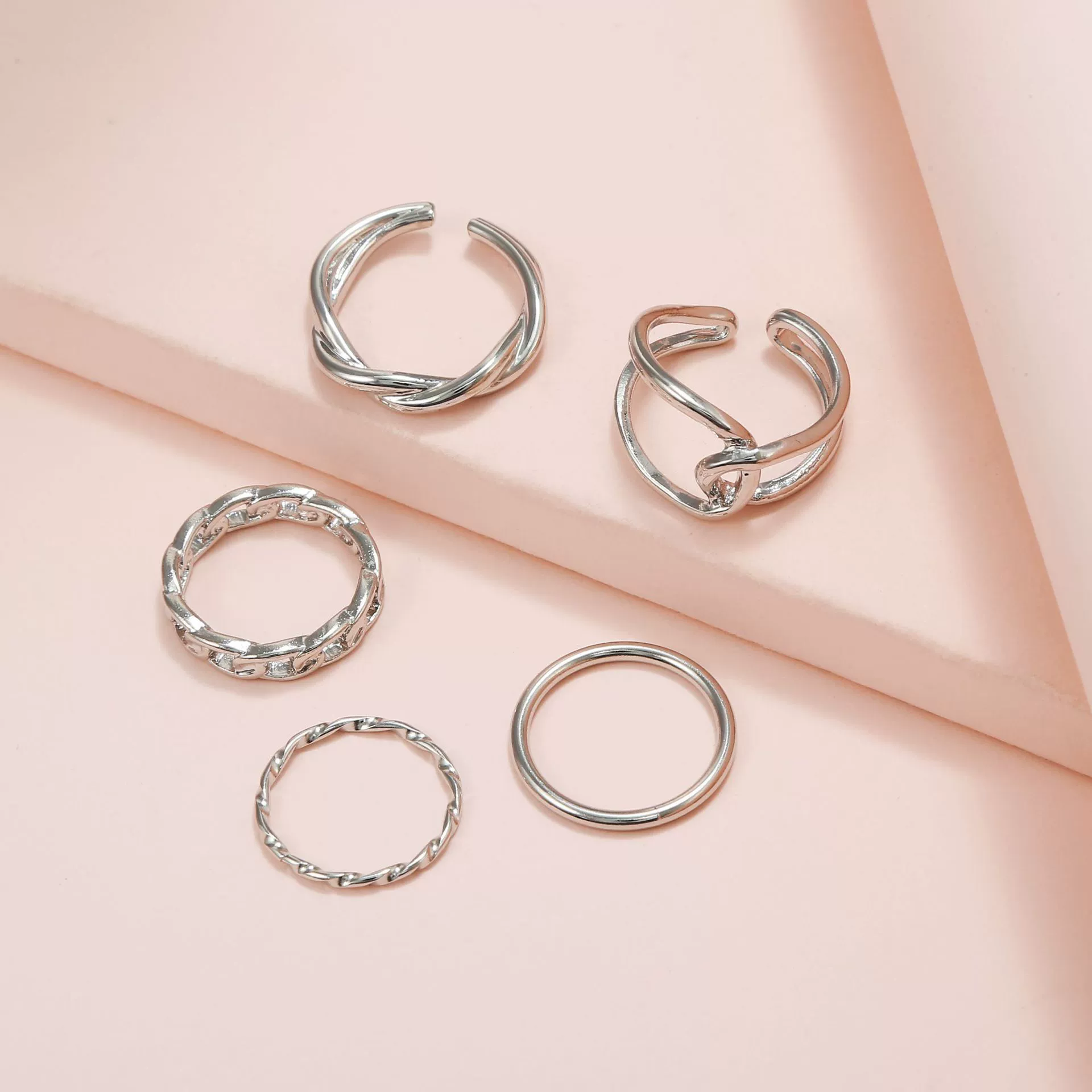 Wholesale Women's Alloy Open Ring Set With Geometric Design And Electroplating Treatment - Image 7