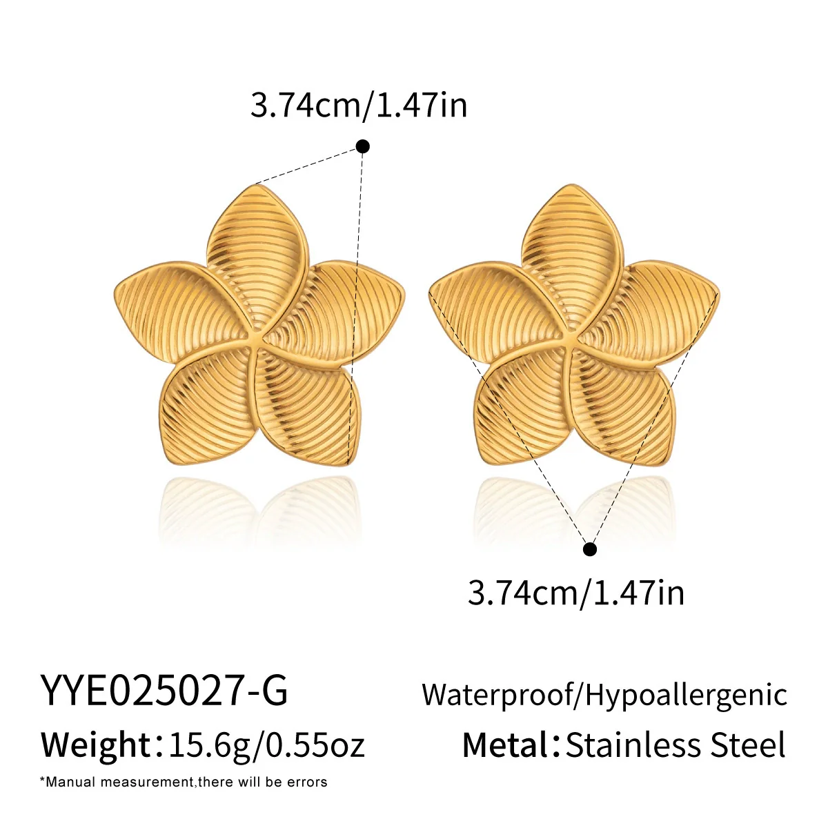 Wholesale Women's Ancient Style Flower Stainless Steel Earrings With Pvd Furnace Vacuum Real Gold Plating - Image 6