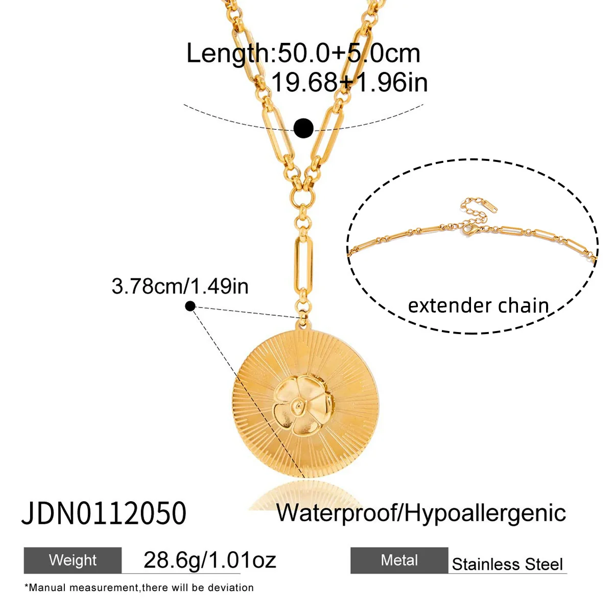 Wholesale Women's Ancient Style Geometric Pattern Stainless Steel Electroplated Round Necklace Jewelry - Image 9
